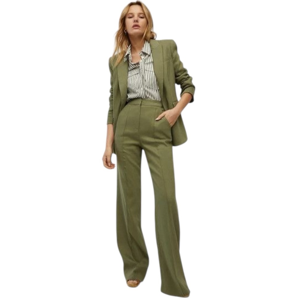 Veronica Beard Sevi Linen Blend Twill Blazer Green Size 0